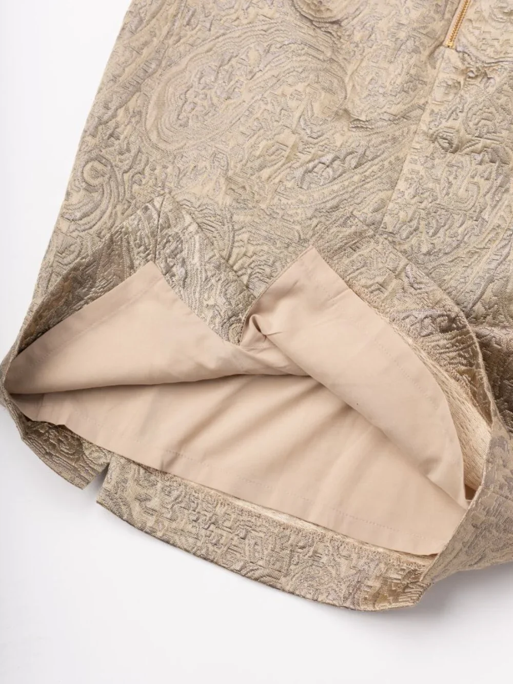NWT Gold Metallic Paisley Brocade High Waist Pencil Skirt Sz 2 Regency Cocktail